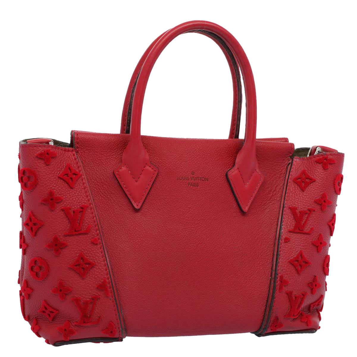 LOUIS VUITTON Monogram Velours Tote W PM Tote Bag Red M94637 LV bs8832