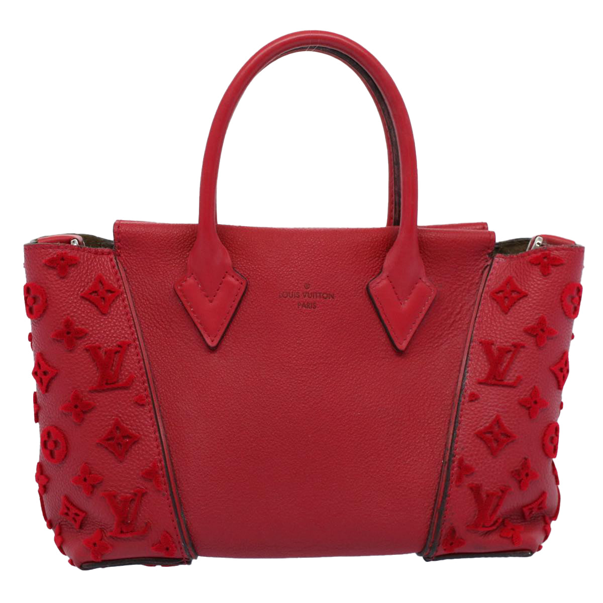 LOUIS VUITTON Monogram Velours Tote W PM Tote Bag Red M94637 LV bs8832