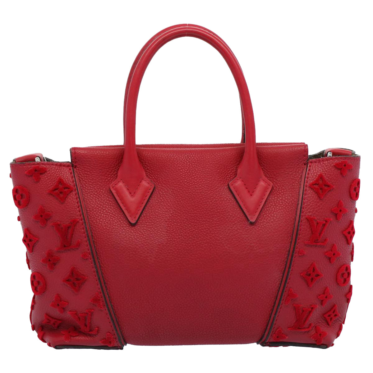 LOUIS VUITTON Monogram Velours Tote W PM Tote Bag Red M94637 LV bs8832
