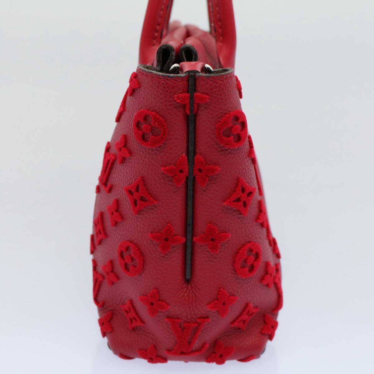 LOUIS VUITTON Monogram Velours Tote W PM Tote Bag Red M94637 LV bs8832