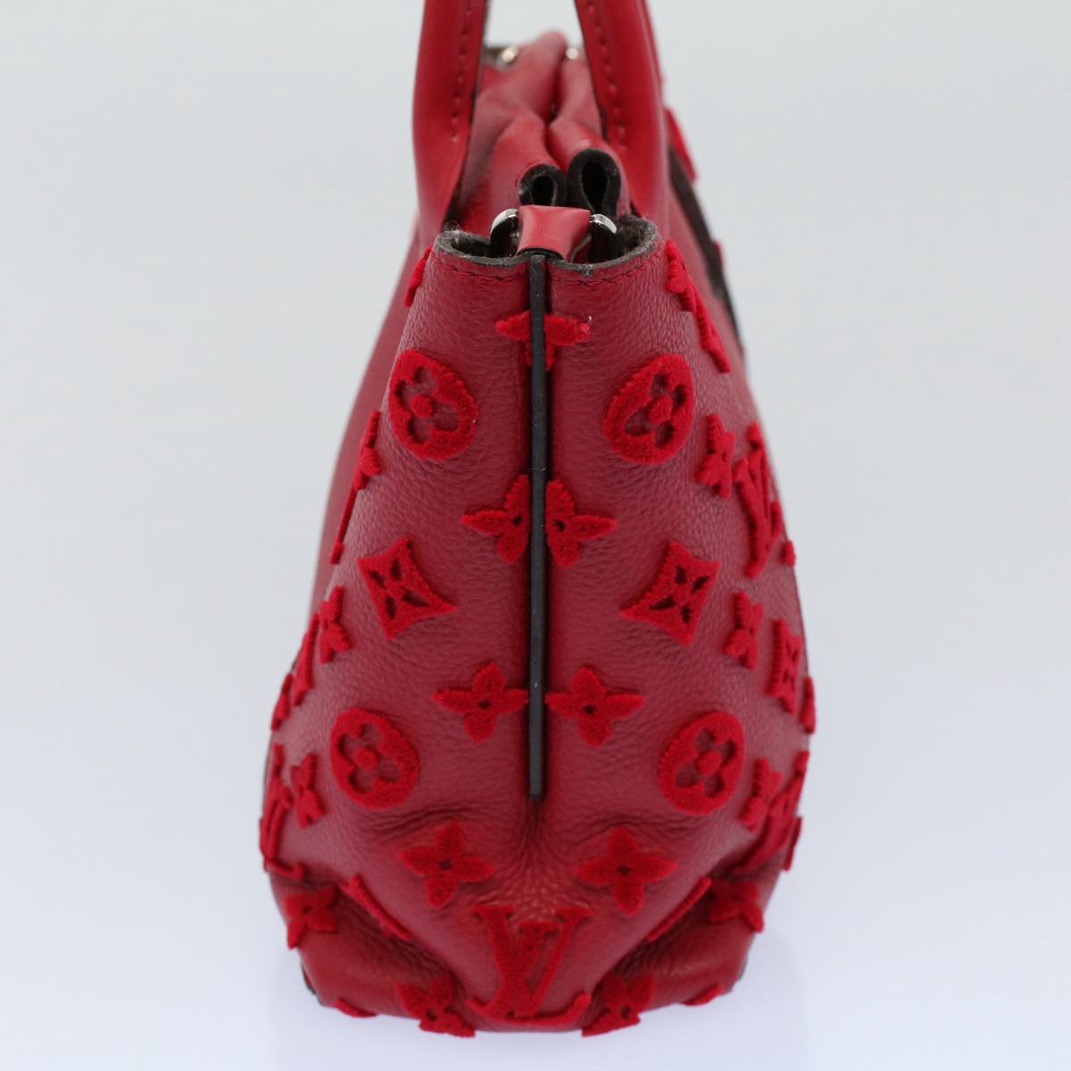 LOUIS VUITTON Monogram Velours Tote W PM Tote Bag Red M94637 LV bs8832