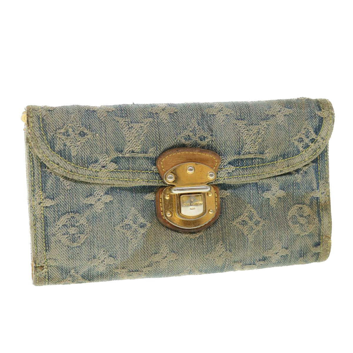 LOUIS VUITTON Monogram Denim Portefeuille Amelia Wallet Blue M95511 bs8896