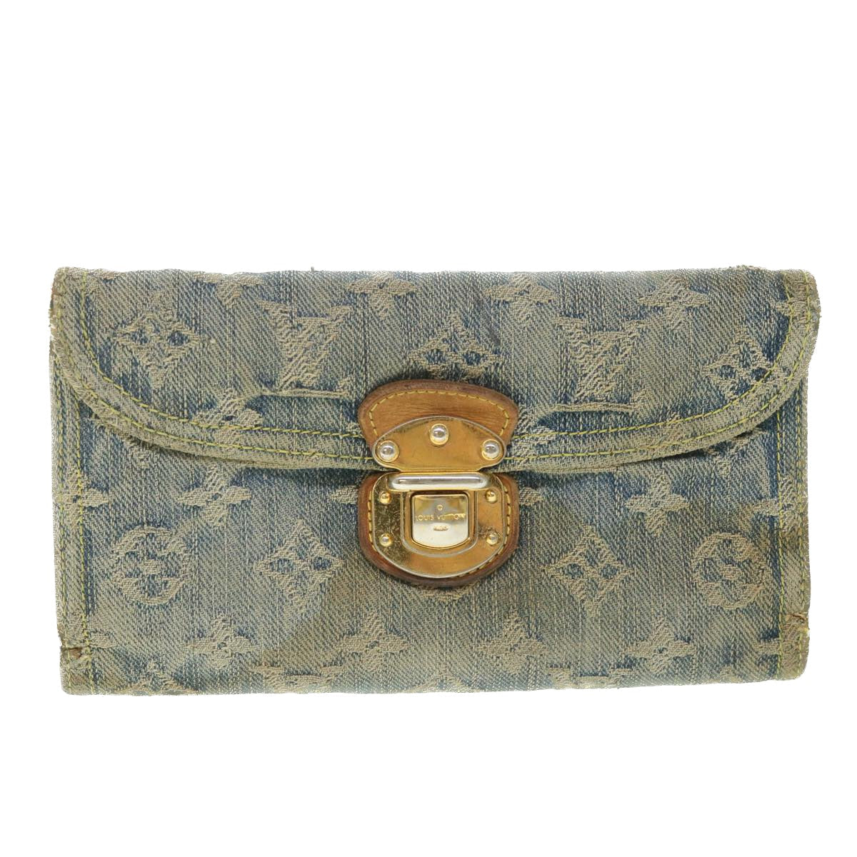 LOUIS VUITTON Monogram Denim Portefeuille Amelia Wallet Blue M95511 bs8896