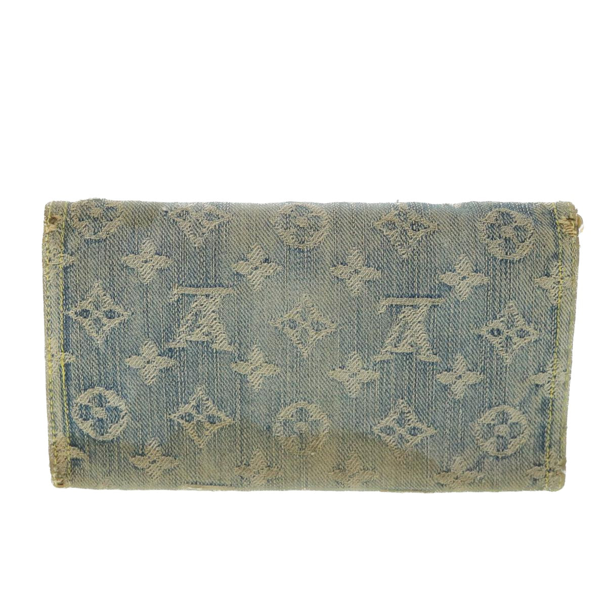 LOUIS VUITTON Monogram Denim Portefeuille Amelia Wallet Blue M95511 bs8896