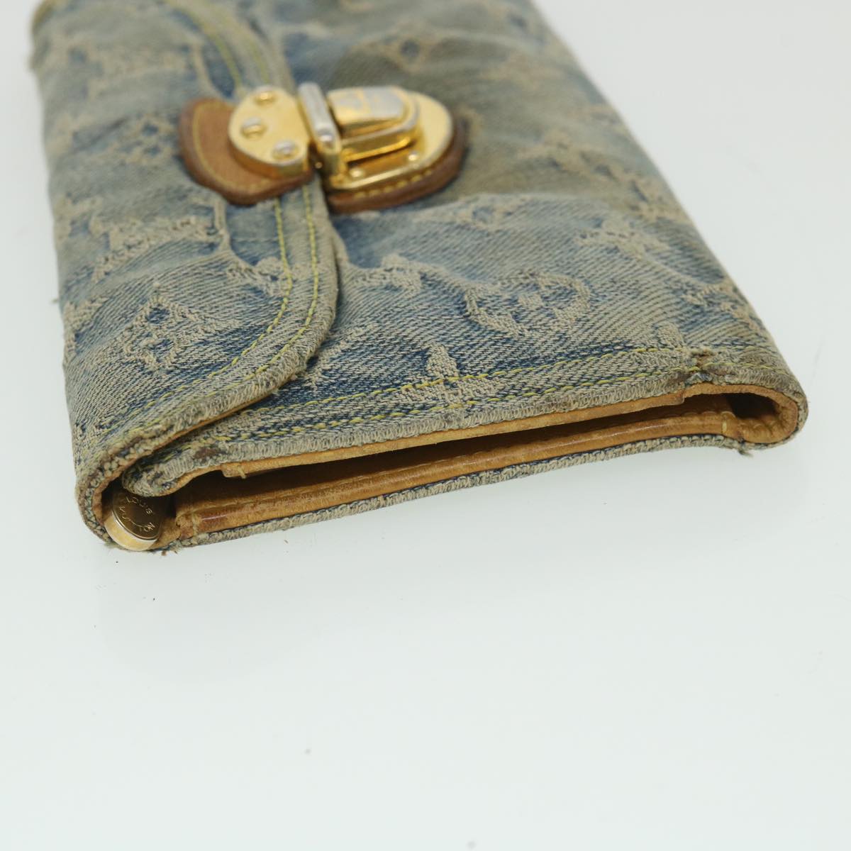 LOUIS VUITTON Monogram Denim Portefeuille Amelia Wallet Blue M95511 bs8896