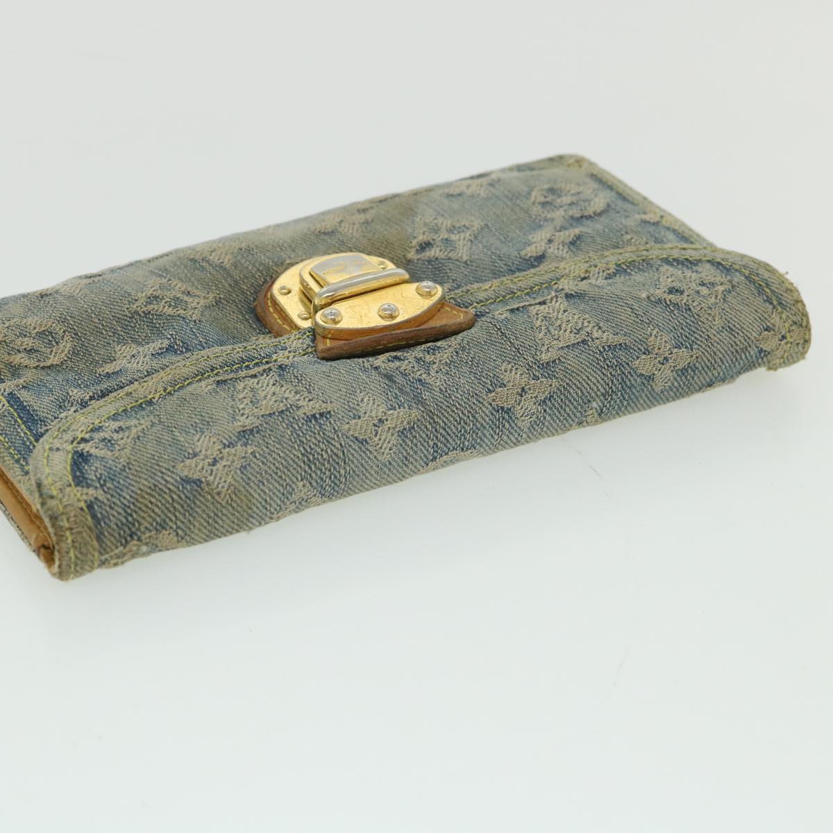LOUIS VUITTON Monogram Denim Portefeuille Amelia Wallet Blue M95511 bs8896