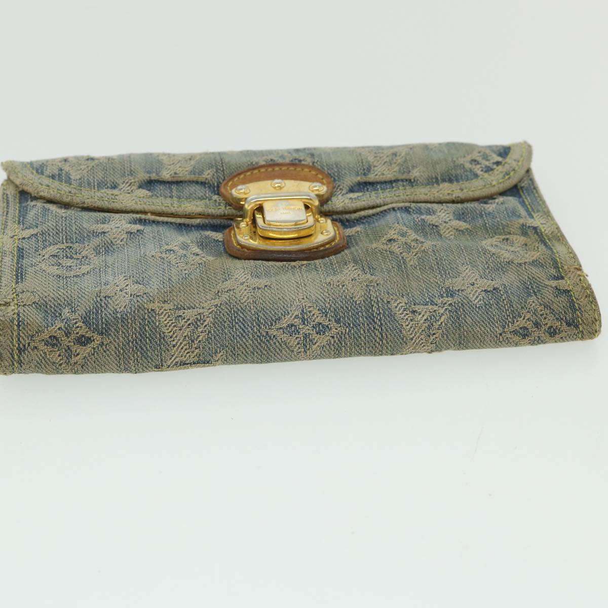 LOUIS VUITTON Monogram Denim Portefeuille Amelia Wallet Blue M95511 bs8896