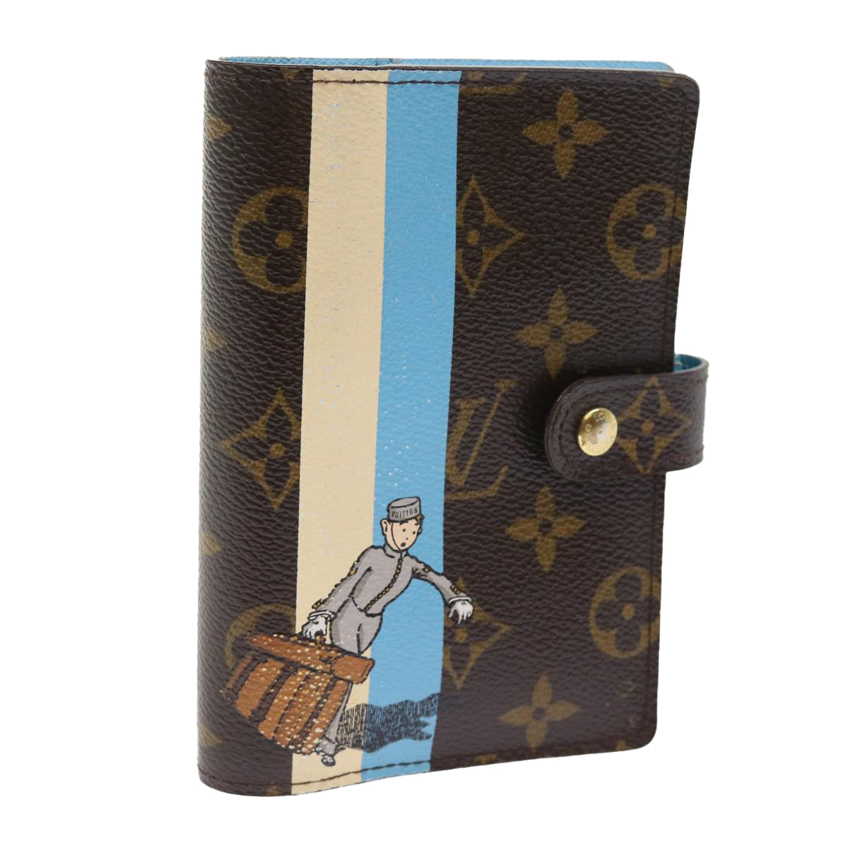 LOUIS VUITTON Monogram Groom Agenda PM Day Planner Cover Blue R20020 bs8905