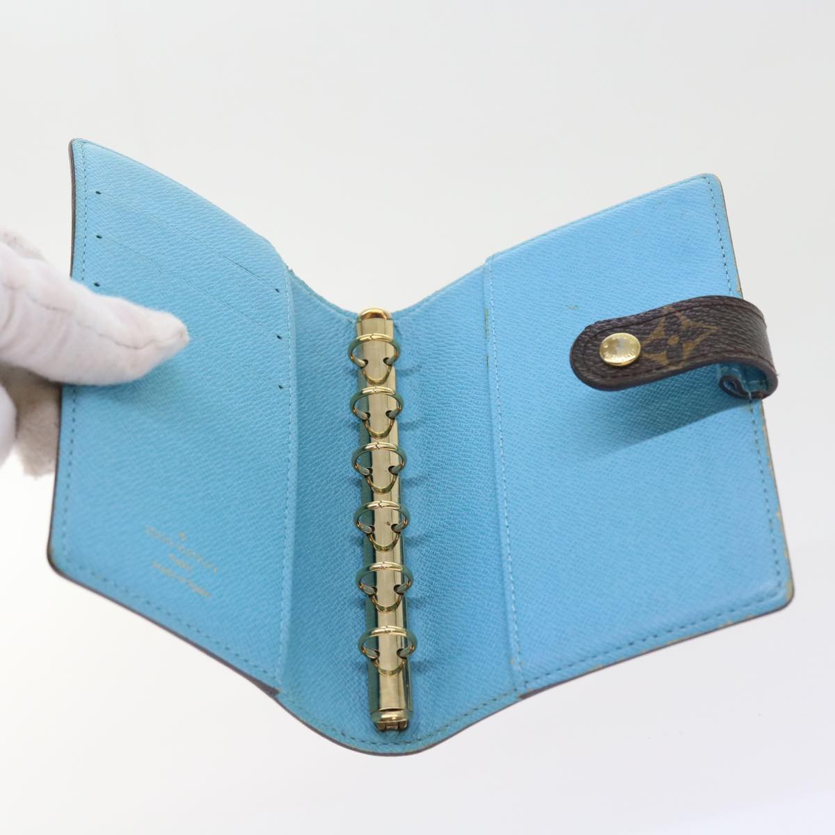 LOUIS VUITTON Monogram Groom Agenda PM Day Planner Cover Blue R20020 bs8905