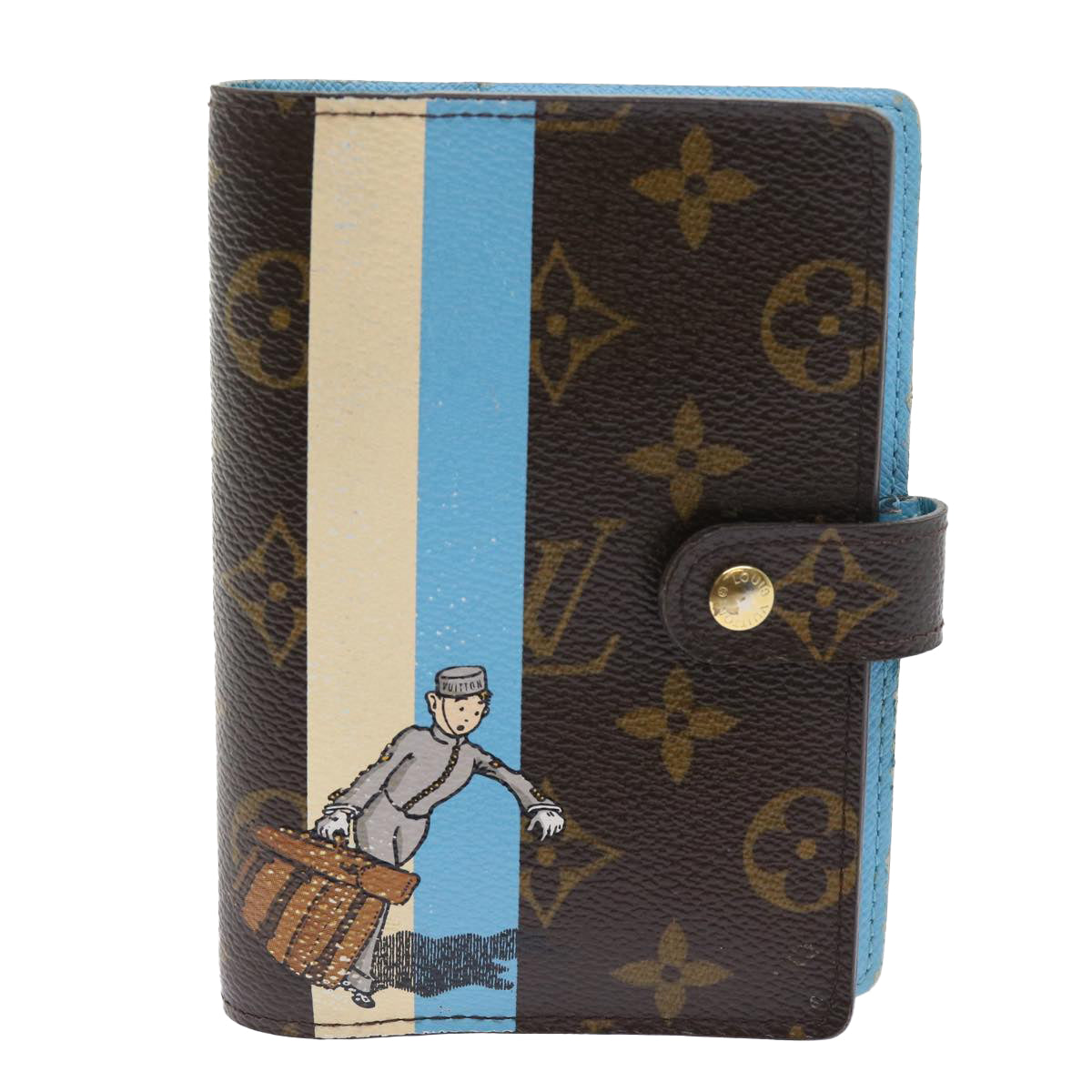 LOUIS VUITTON Monogram Groom Agenda PM Day Planner Cover Blue R20020 bs8905
