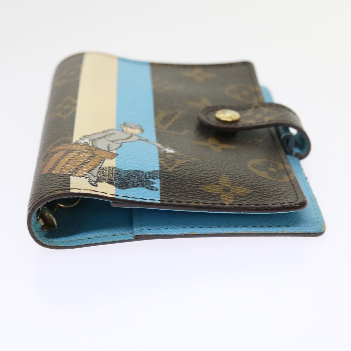 LOUIS VUITTON Monogram Groom Agenda PM Day Planner Cover Blue R20020 bs8905