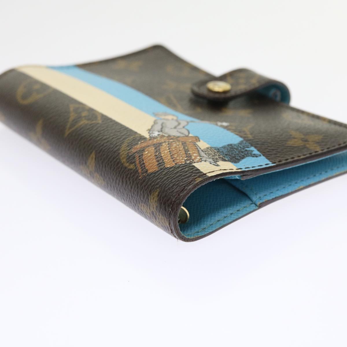 LOUIS VUITTON Monogram Groom Agenda PM Day Planner Cover Blue R20020 bs8905