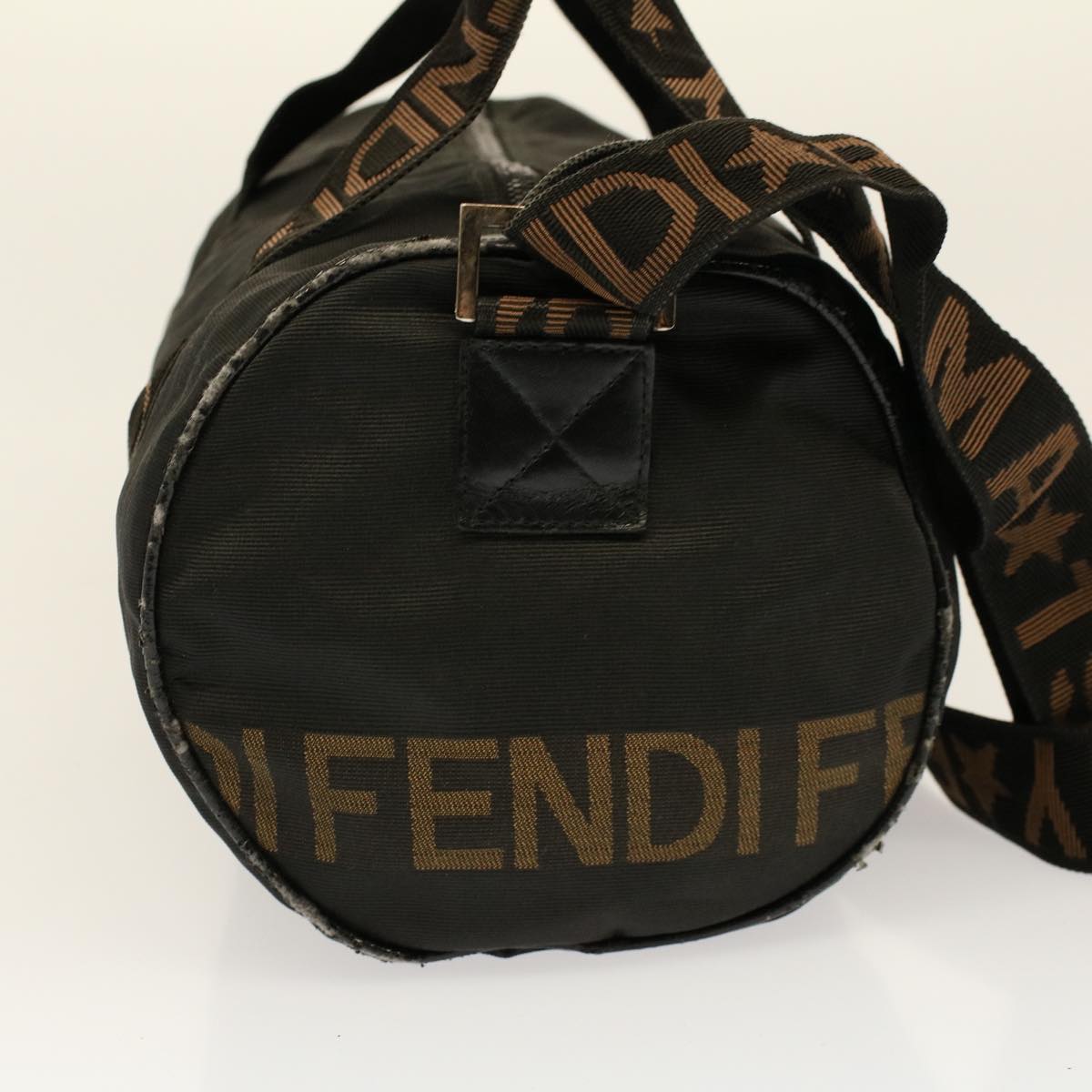 Luxury FendiBoston Bag Nylon 2way Brown Blackbs8911