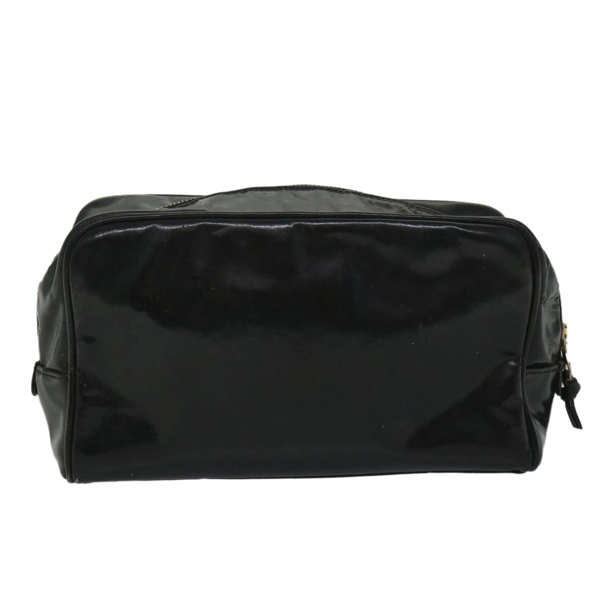 CHANEL Clutch Bag Patent leather Black CC Auth bs9031