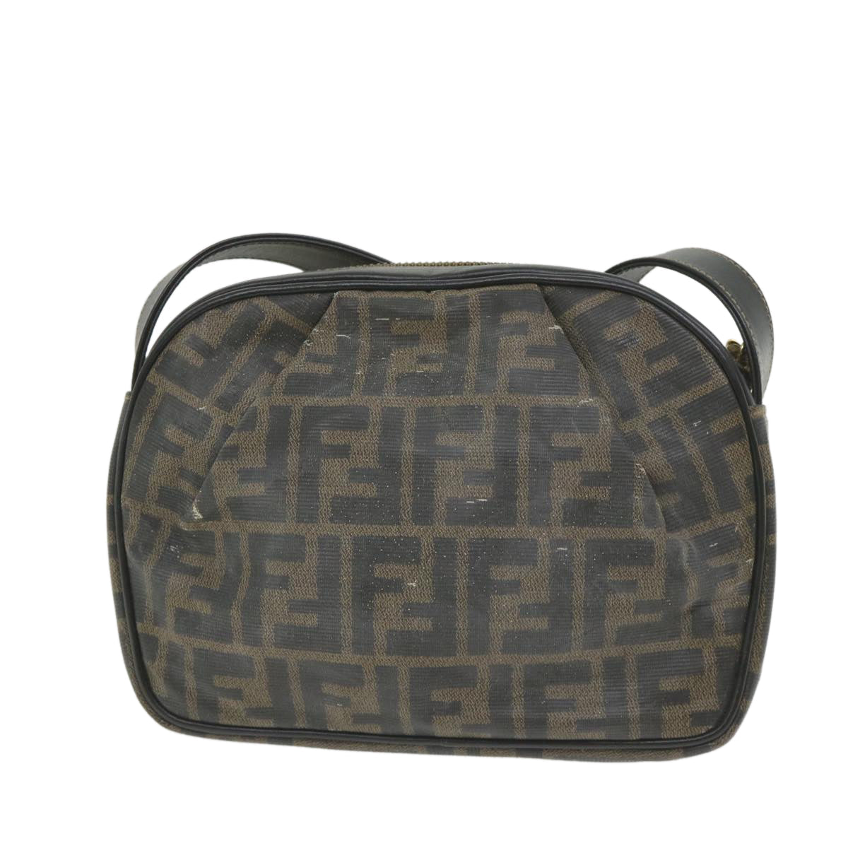 Luxury FendiZucca Canvas Shoulder Bag Coated Canvas Brownbs9073