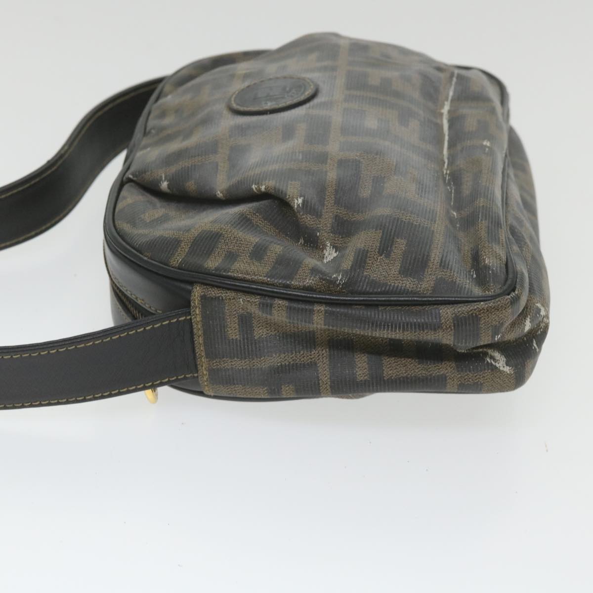 Luxury FendiZucca Canvas Shoulder Bag Coated Canvas Brownbs9073