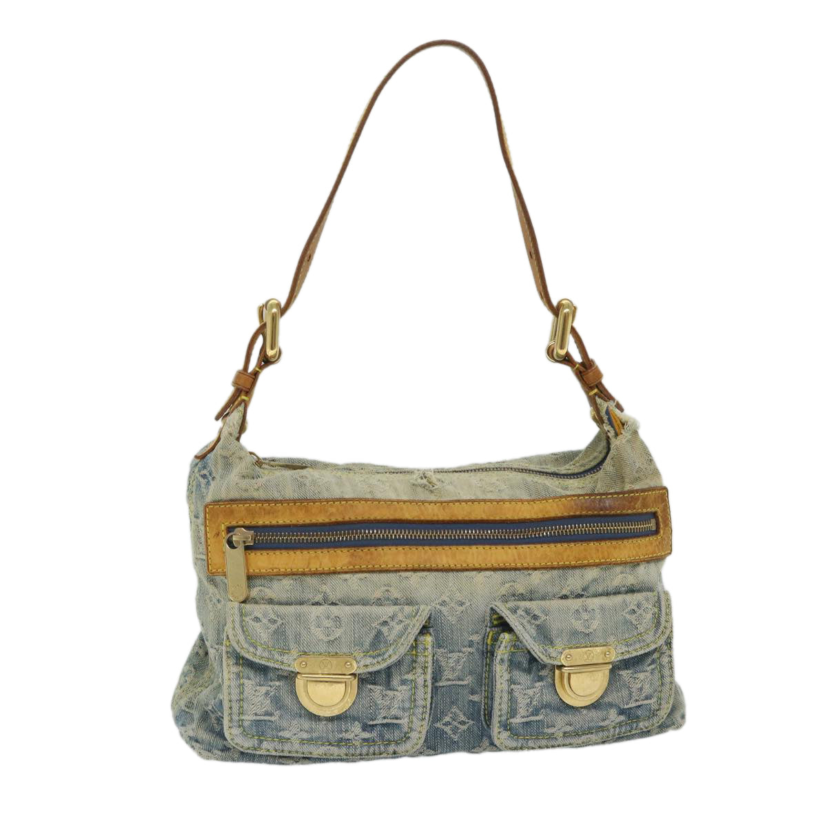 LOUIS VUITTON Monogram Denim Buggy PM Shoulder Bag Blue M95049 LV bs9187