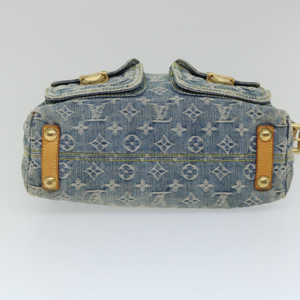 LOUIS VUITTON Monogram Denim Buggy PM Shoulder Bag Blue M95049 LV bs9187