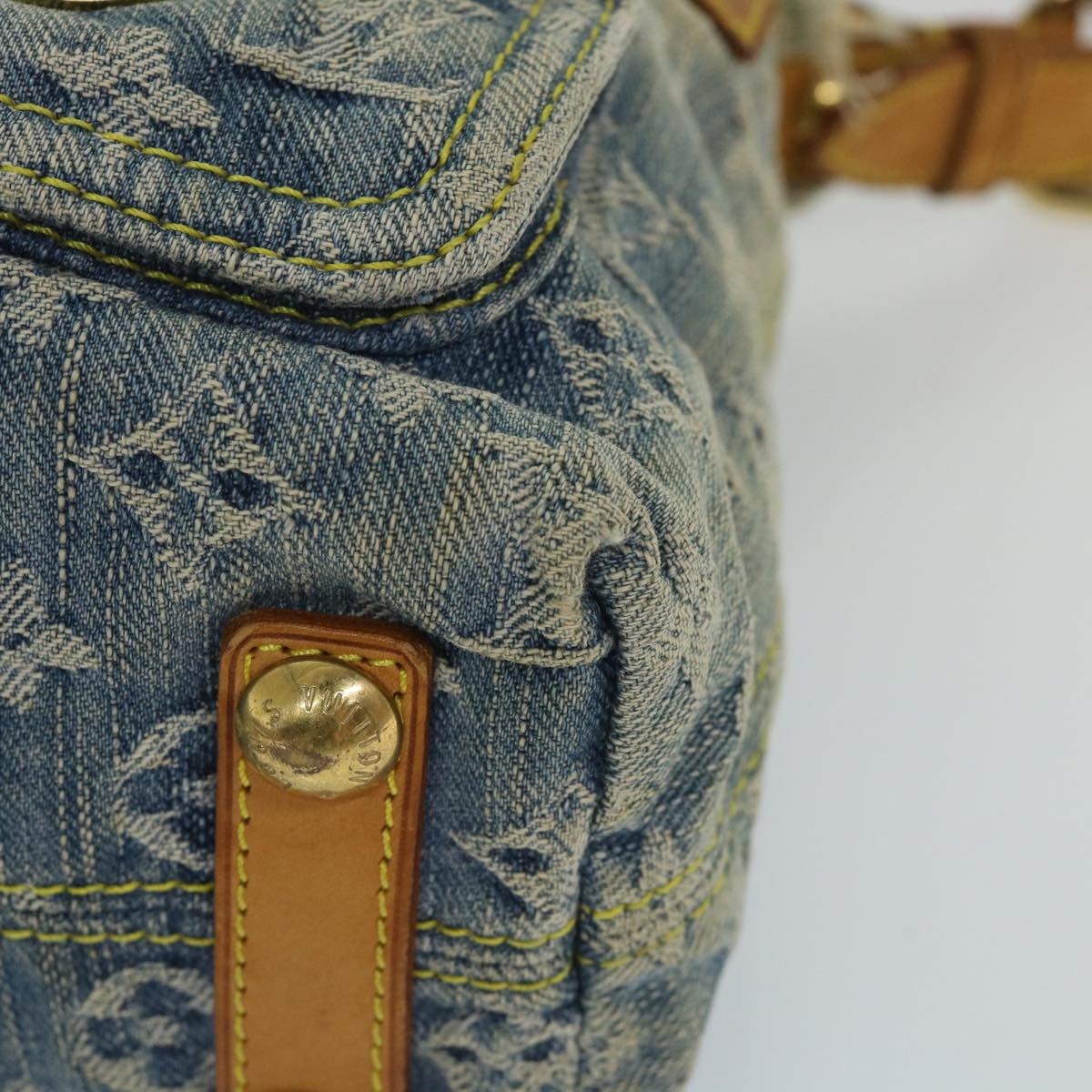 LOUIS VUITTON Monogram Denim Buggy PM Shoulder Bag Blue M95049 LV bs9187
