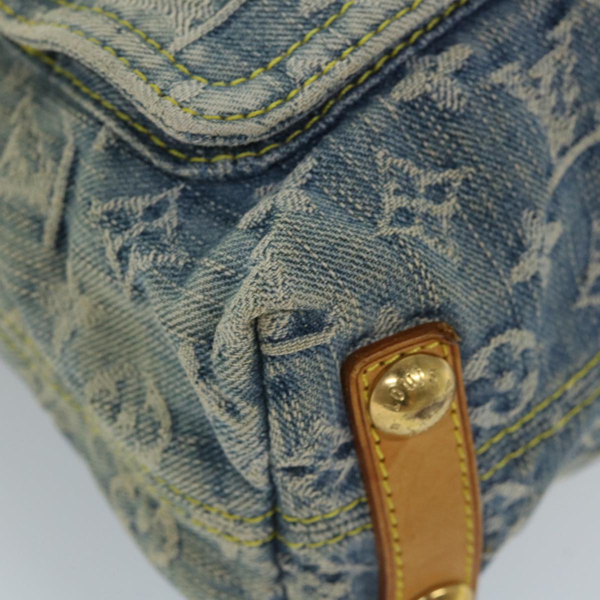 LOUIS VUITTON Monogram Denim Buggy PM Shoulder Bag Blue M95049 LV bs9187