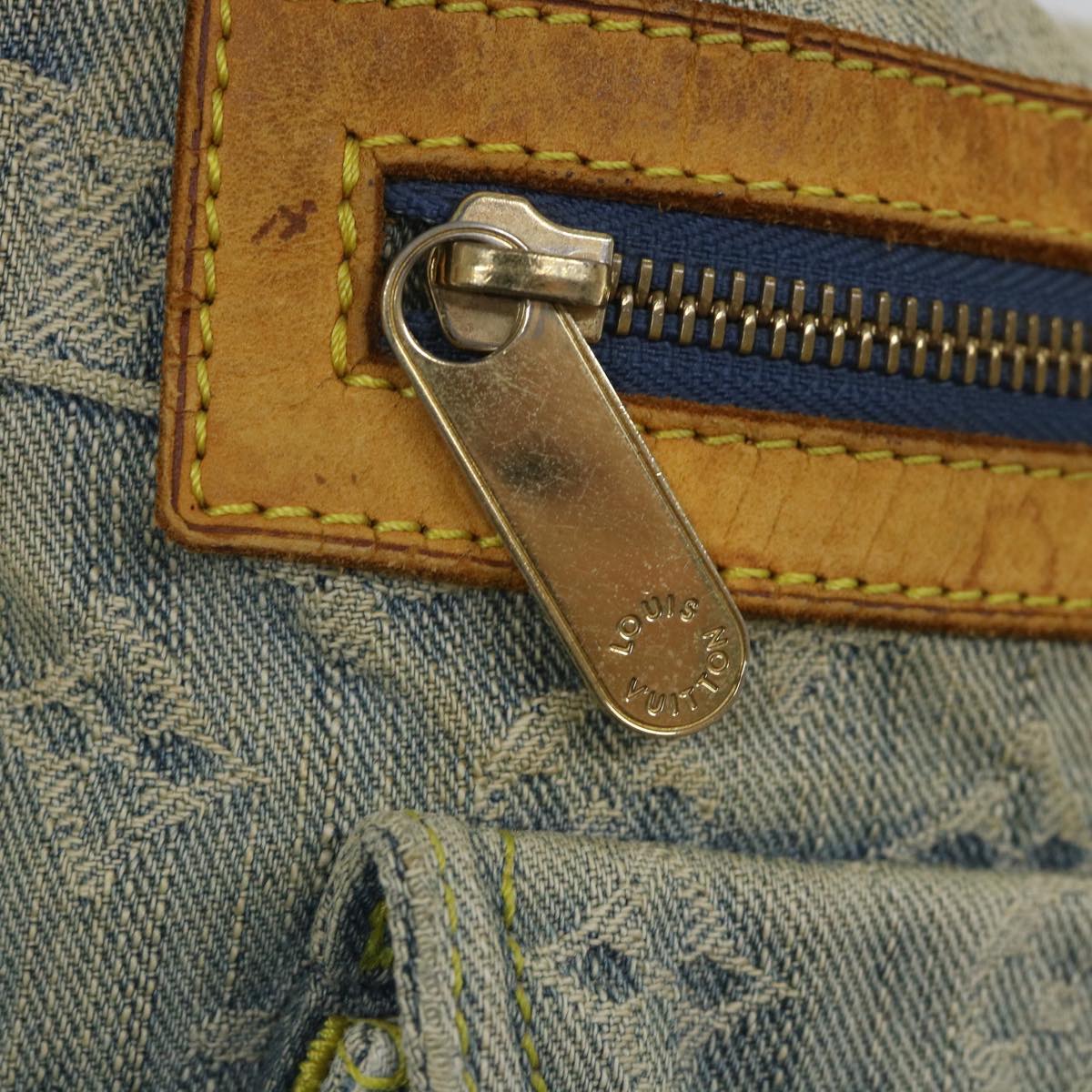 LOUIS VUITTON Monogram Denim Buggy PM Shoulder Bag Blue M95049 LV bs9187