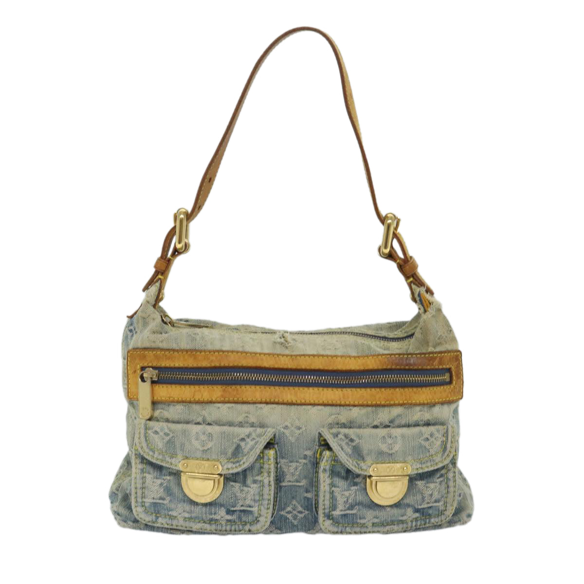 LOUIS VUITTON Monogram Denim Buggy PM Shoulder Bag Blue M95049 LV bs9187