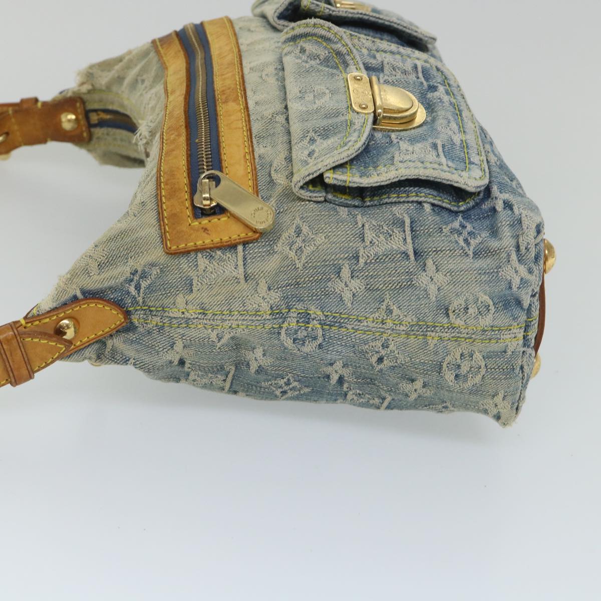 LOUIS VUITTON Monogram Denim Buggy PM Shoulder Bag Blue M95049 LV bs9187