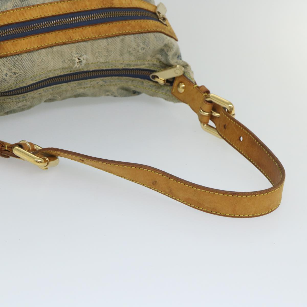 LOUIS VUITTON Monogram Denim Buggy PM Shoulder Bag Blue M95049 LV bs9187
