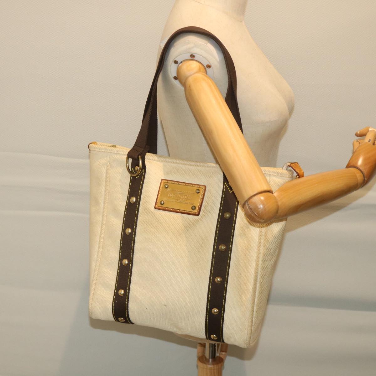 LOUIS VUITTON Cabas MM Antigua Tote Bag Brown Beige M40036 LV bs9256