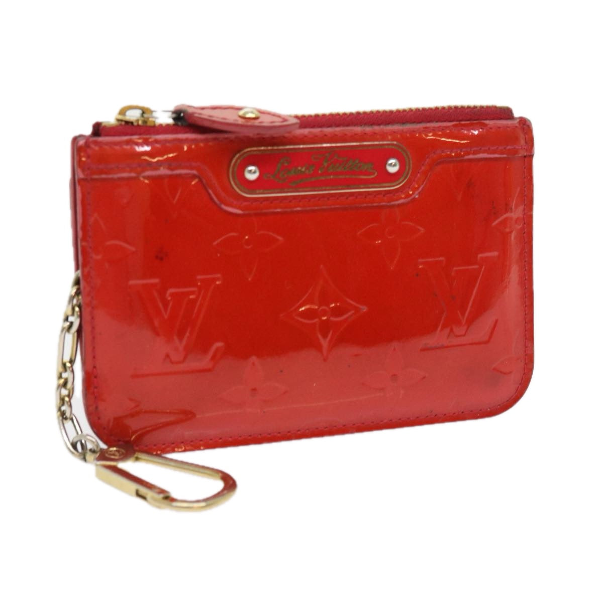 LOUIS VUITTON Monogram Vernis Pochette Cles NM Coin Purse Red M90220 bs9262