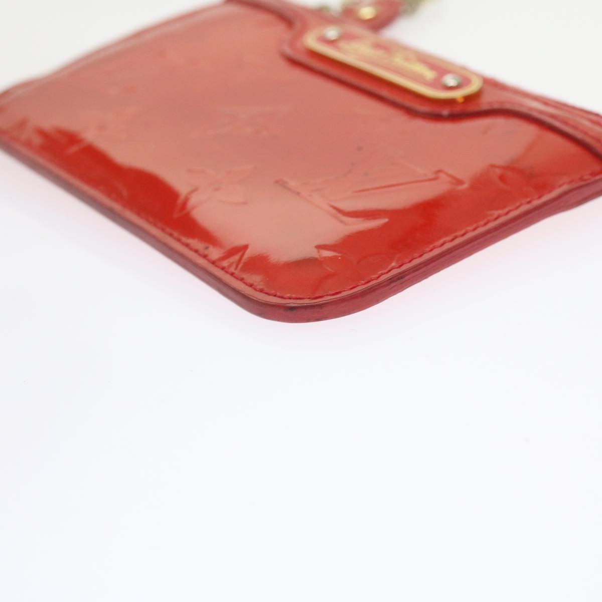 LOUIS VUITTON Monogram Vernis Pochette Cles NM Coin Purse Red M90220 bs9262