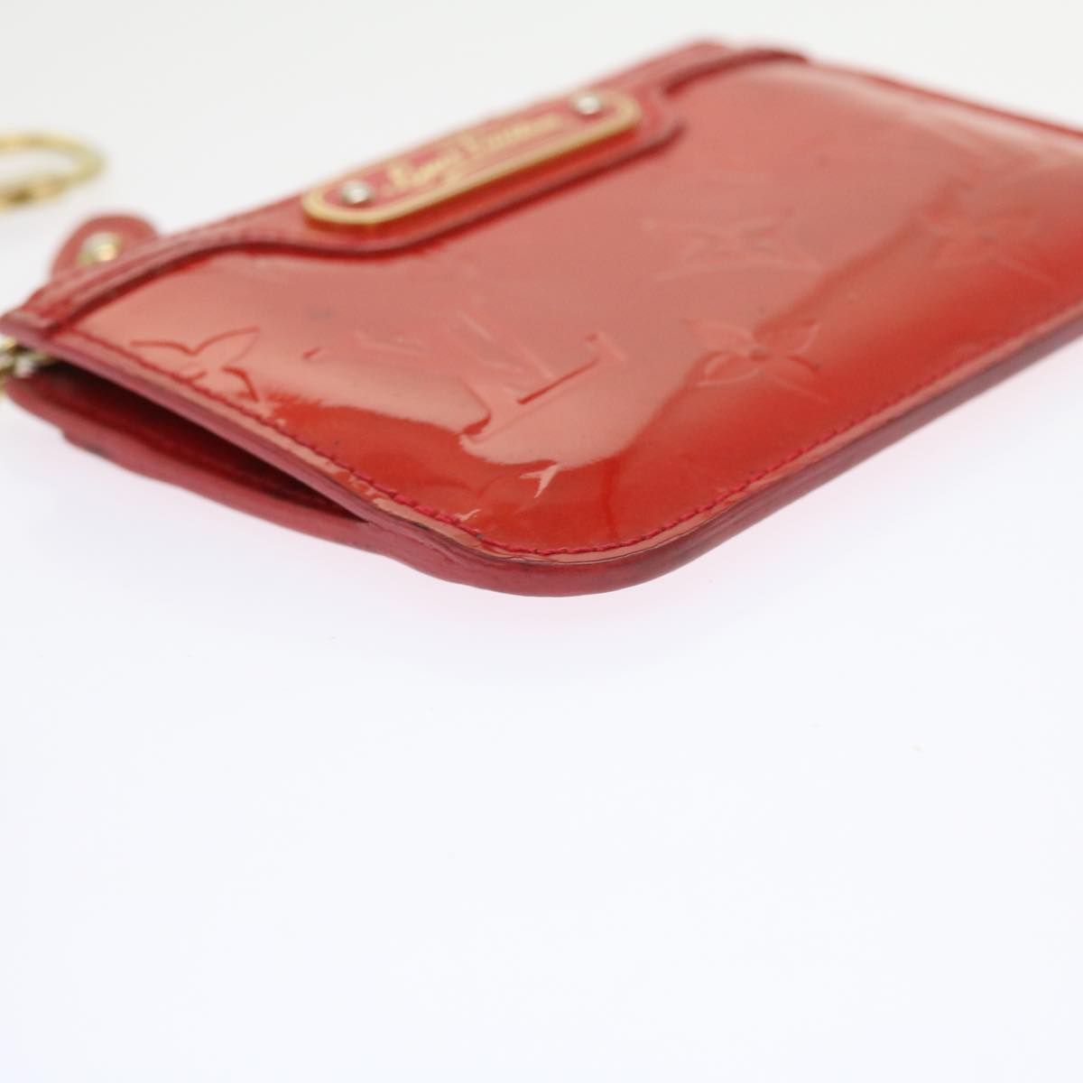 LOUIS VUITTON Monogram Vernis Pochette Cles NM Coin Purse Red M90220 bs9262