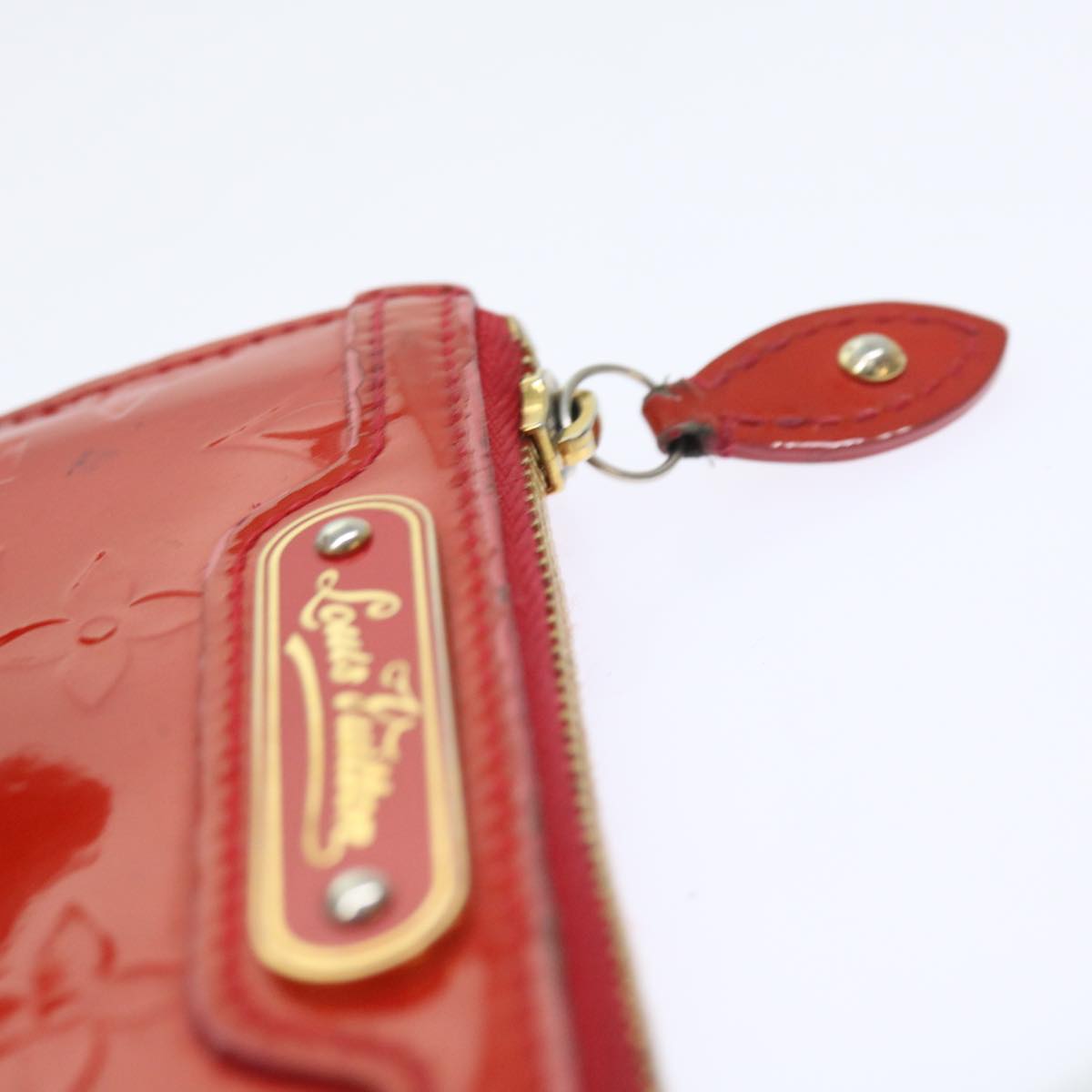 LOUIS VUITTON Monogram Vernis Pochette Cles NM Coin Purse Red M90220 bs9262