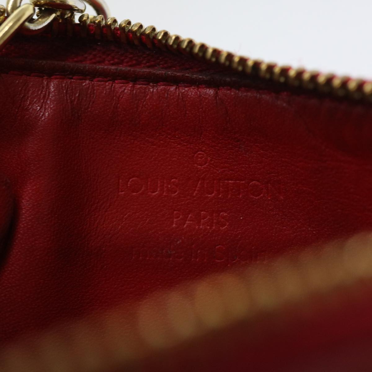 LOUIS VUITTON Monogram Vernis Pochette Cles NM Coin Purse Red M90220 bs9262