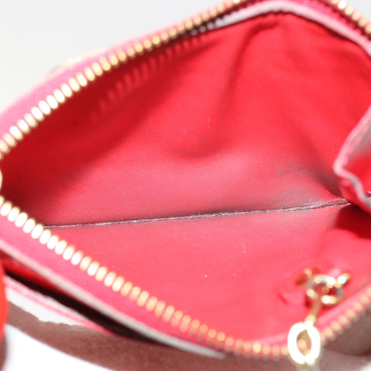 LOUIS VUITTON Monogram Vernis Pochette Cles NM Coin Purse Red M90220 bs9262