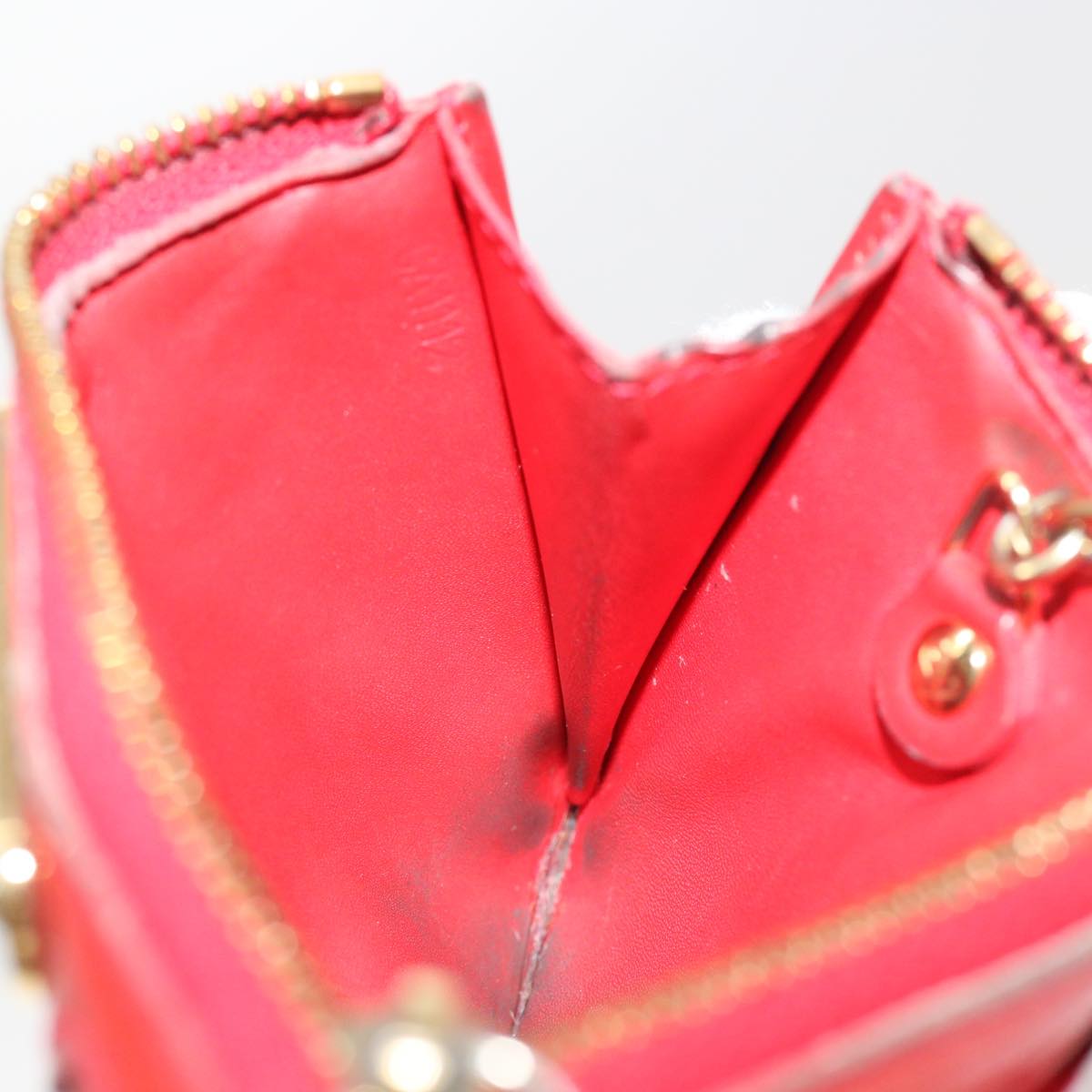 LOUIS VUITTON Monogram Vernis Pochette Cles NM Coin Purse Red M90220 bs9262