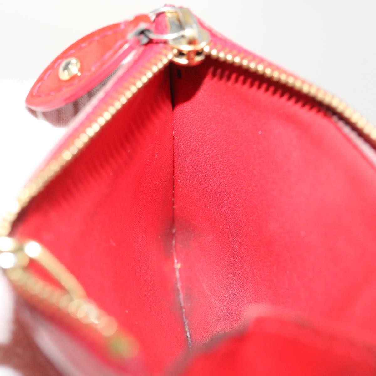 LOUIS VUITTON Monogram Vernis Pochette Cles NM Coin Purse Red M90220 bs9262