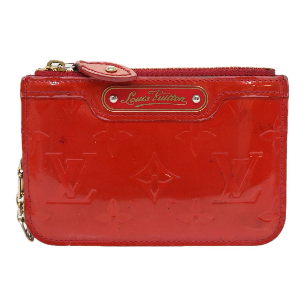 LOUIS VUITTON Monogram Vernis Pochette Cles NM Coin Purse Red M90220 bs9262