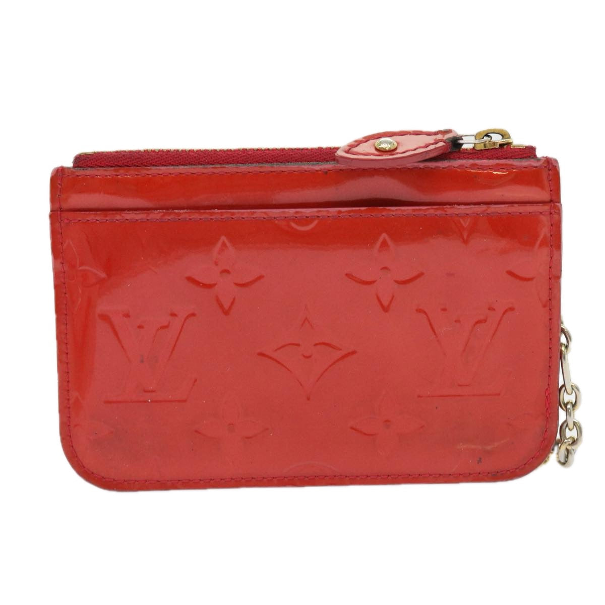 LOUIS VUITTON Monogram Vernis Pochette Cles NM Coin Purse Red M90220 bs9262