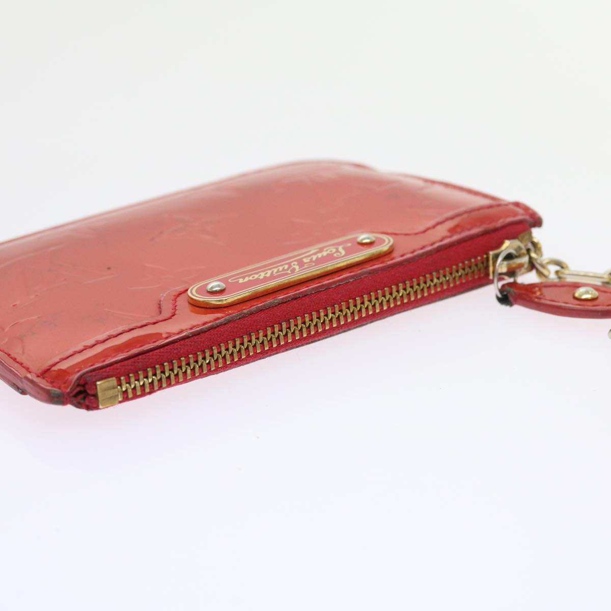 LOUIS VUITTON Monogram Vernis Pochette Cles NM Coin Purse Red M90220 bs9262
