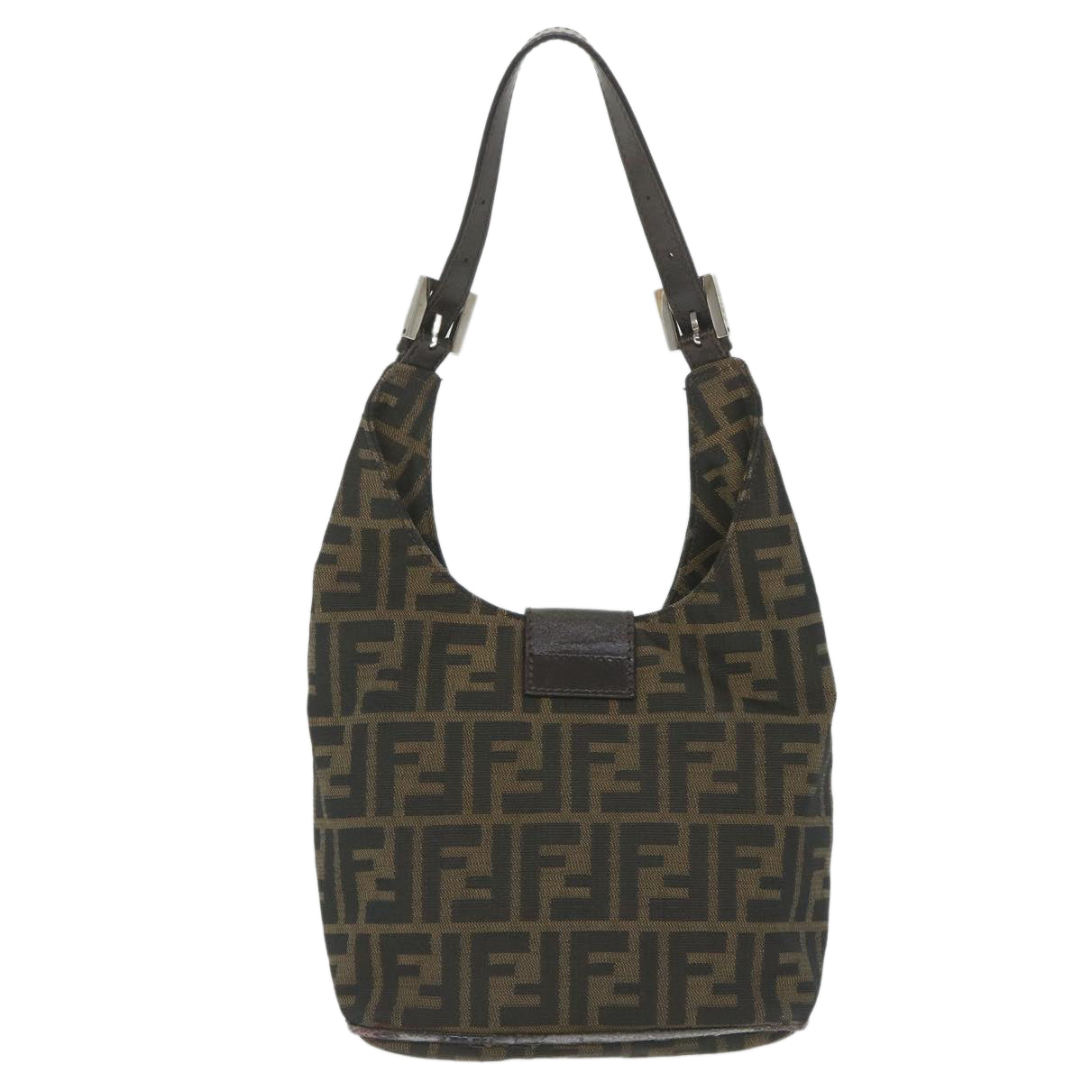 Luxury FendiZucca Canvas Mamma Baguette Shoulder Bag Black Brownbs9333