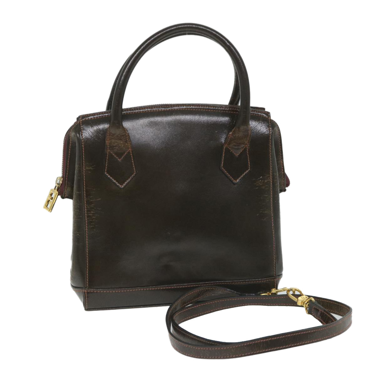 Luxury FendiHand Bag Leather 2way Brownbs9432