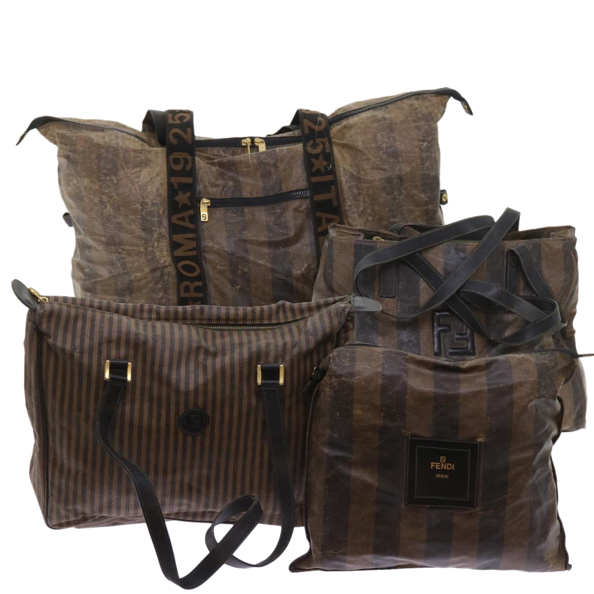 Luxury FendiPecan Canvas Shoulder Pouch Hand Bag Coated Canvas 4Set Brownbs9654