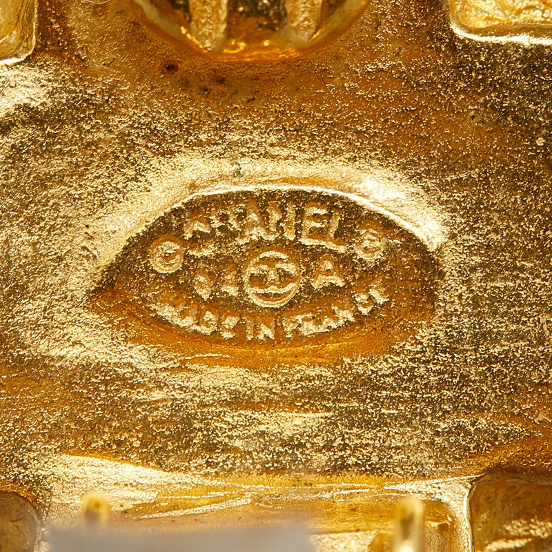 Chanel Vintage Coco Mark Cross Earrings Gold Plated