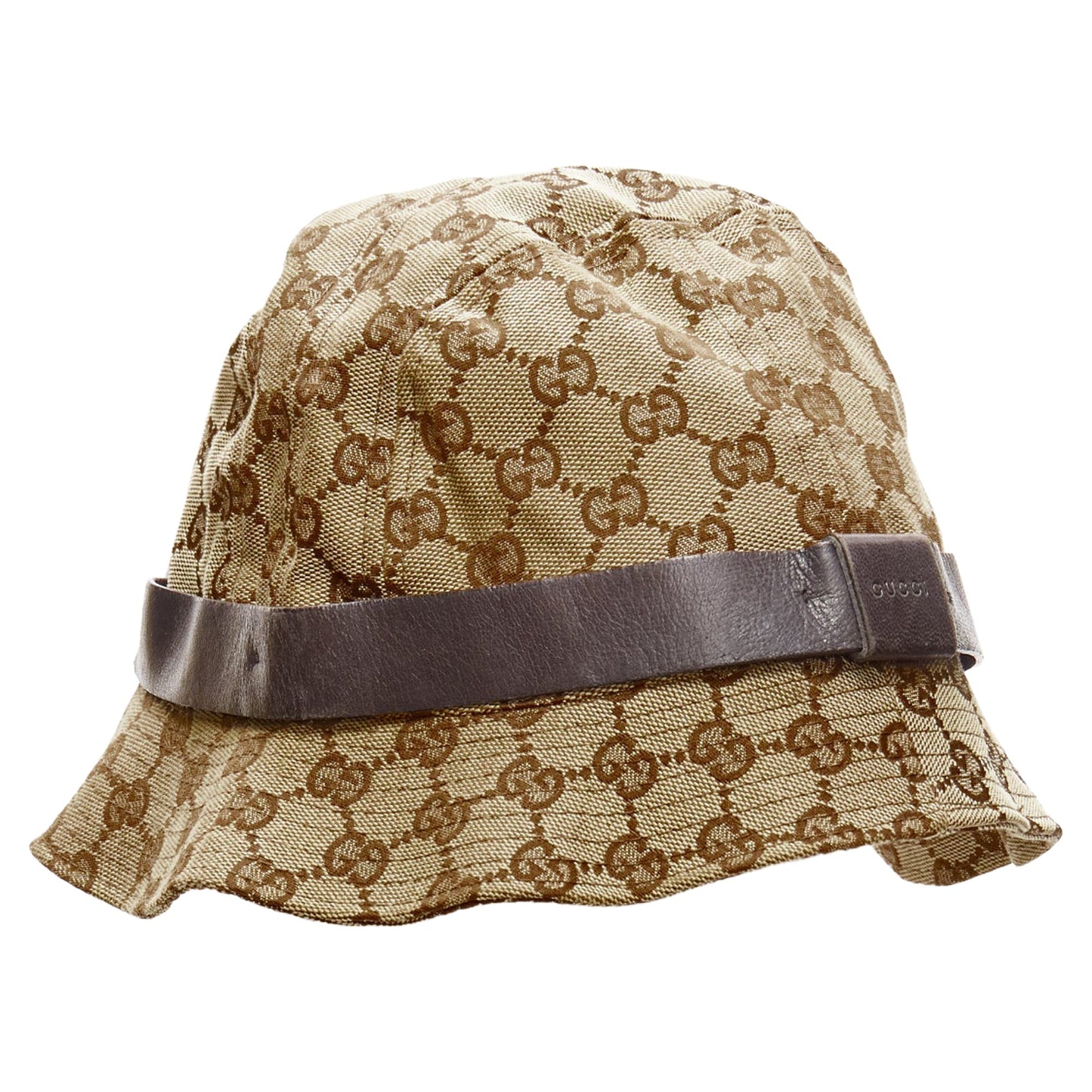 Gucci GG monogram leather trim bucket hat