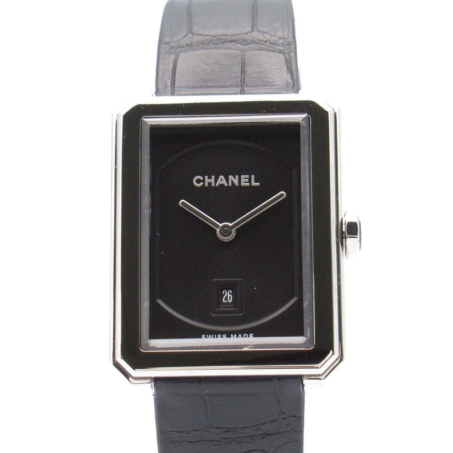 Chanel Boyfriend  Watch Stainless Steel Leather Belt Leather  Black H4884