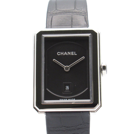 Chanel Boyfriend  Watch Stainless Steel Leather Belt Leather  Black H4884
