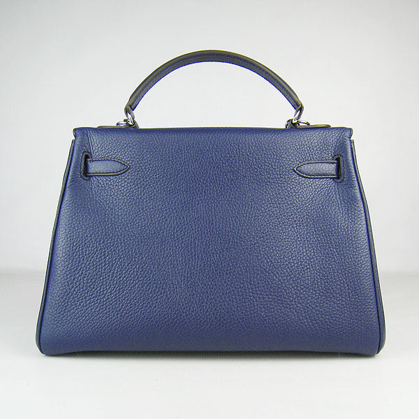 Luxury Hermes Kelly 32cm Togo Leather 6108 Dark Blue Silver