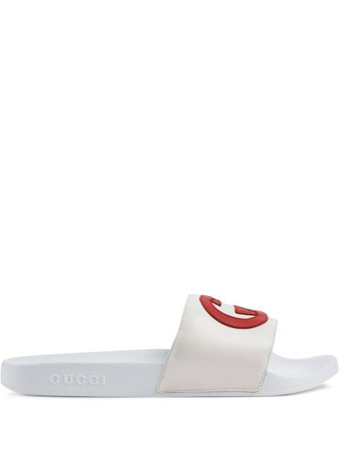 Luxury Gucci Trending 2025 Men's Gg Logo Slides in Grey White | Size 7 | 6447560R0F0