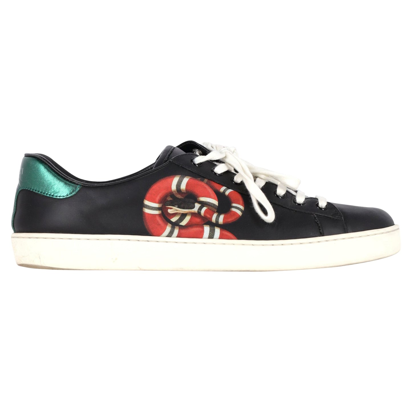 Luxury Gucci Trending 2025 Kingsnake Ace Sneakers in Black Calfskin Leather